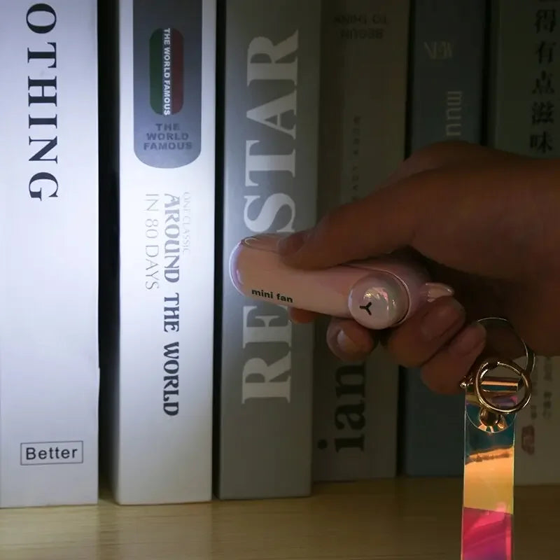 Cute Mini Fan Kipas Portable Hand Fold Bedside Office USB Charge Battery Table Desk Cooling